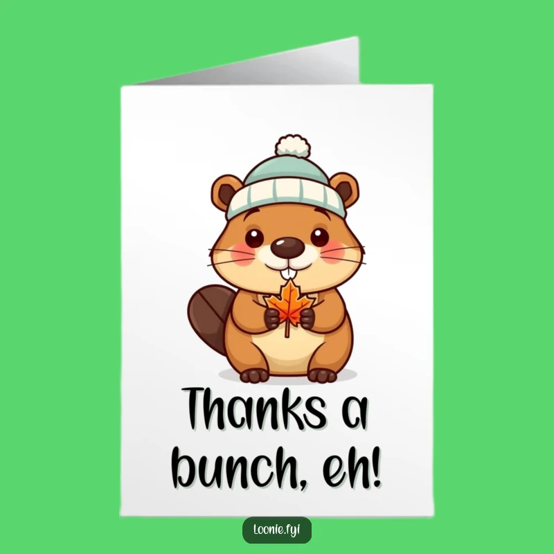 Free Printable Thank You Card: Beaver Chef, Maple Leaf Thanks Funny Downloadable Gift