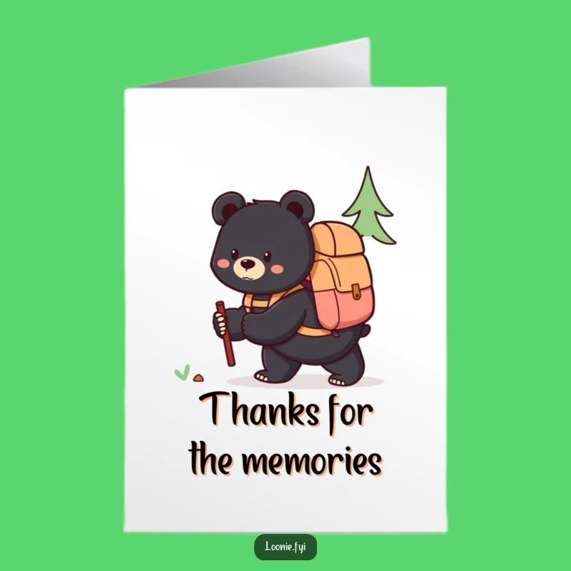 Free Printable Thank You Card: Content Bear Exploring, Downloadable Appreciation Gift