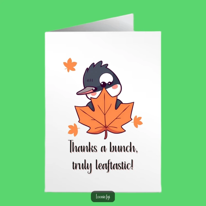 Free Printable Thank You Card: Curious Loon Peeking, Humorous Downloadable Greeting for Gratitude
