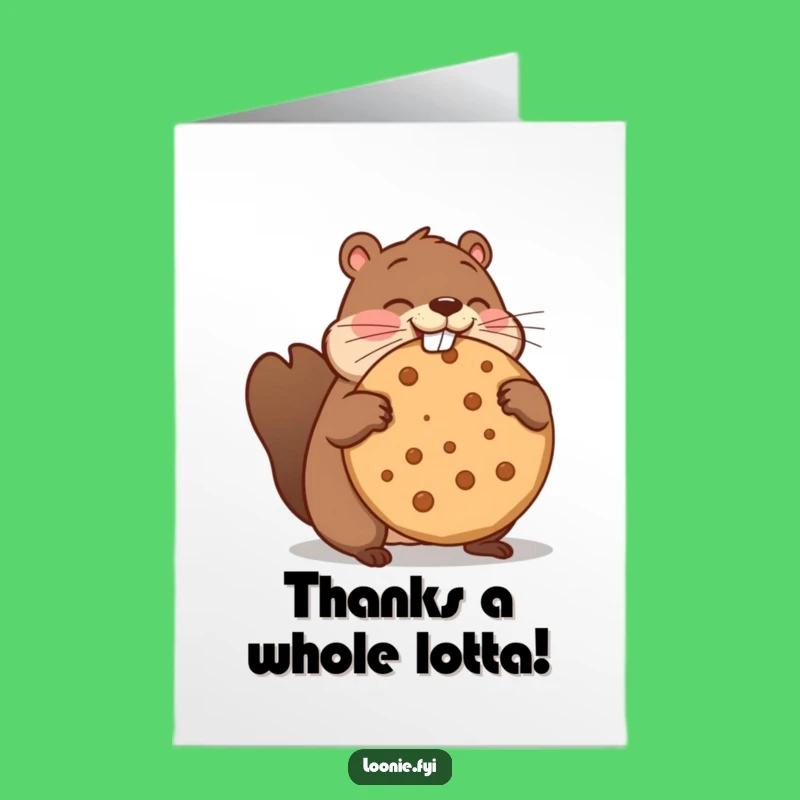Free Printable Thank You Card: Funny Beaver Cookie Love, Downloadable Appreciation Gift