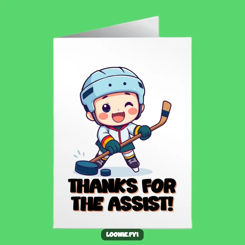 Free Printable Thank You Card: Funny Hockey Player, Grateful Downloadable Gift!