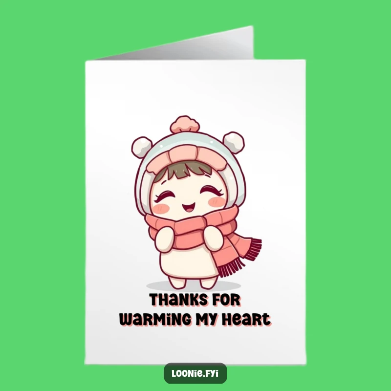 Free Printable Thank You Card: Giggling Scarf Character, Cozy & Funny Downloadable Appreciation Gift