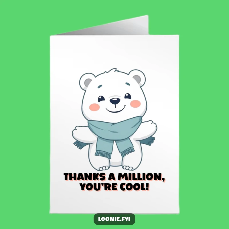 Free Printable Thank You Card: Grinning Polar Bear, Scarf, Hilarious Downloadable Gift