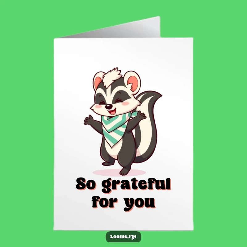 Free Printable Thank You Card: Playful Skunk Happy Dance, Funny Downloadable Gift