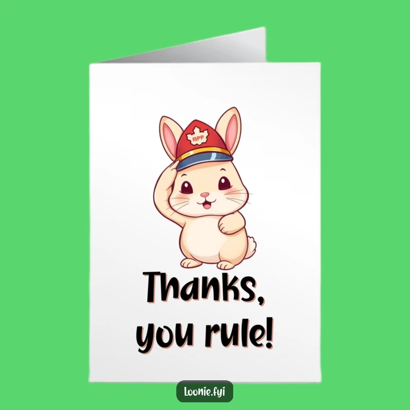 Free Printable Thank You Card: Rabbit RCMP Gratitude, Downloadable Appreciation Gift
