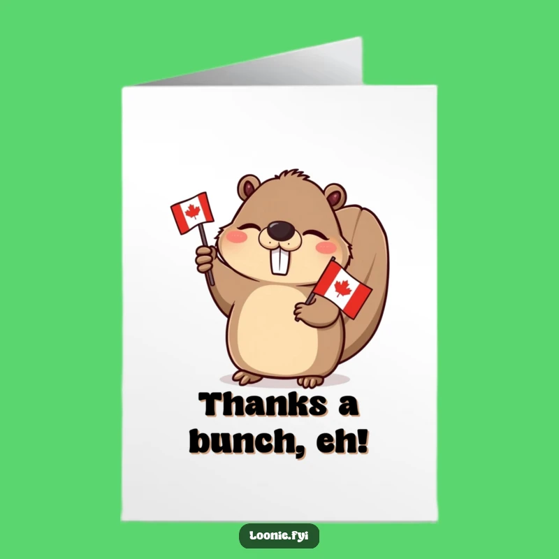 Free Printable Thank You Card: Beaver Thanks, Canadian Style, Downloadable Art Gift