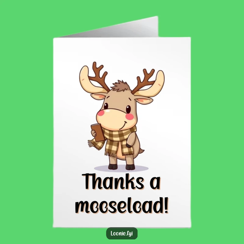 Free Printable Thank You Card: Moose Antlers Scarf Browsing Downloadable