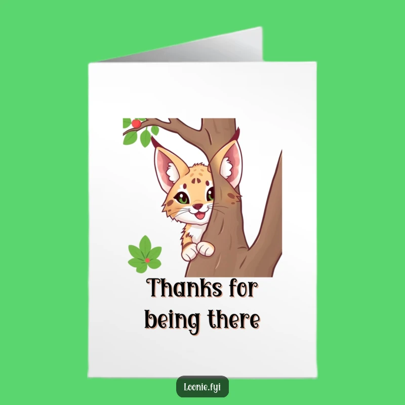 Free Printable Thank You Card: Happy Lynx Peeking, Funny Downloadable Thank You Gift