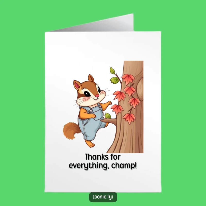 Free Printable Thank You Card: Chipmunk Climber, Funny Downloadable for Your Help
