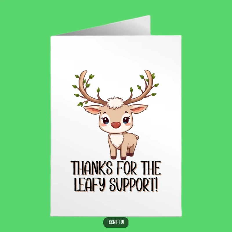 Free Printable Thank You Card: Leafy Caribou Expressing Gratitude Downloadable!