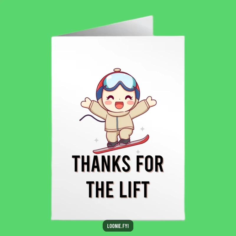 Free Printable Thank You Card: Triumphant Ski Jump Character, Smiling Gratitude Downloadable Gift
