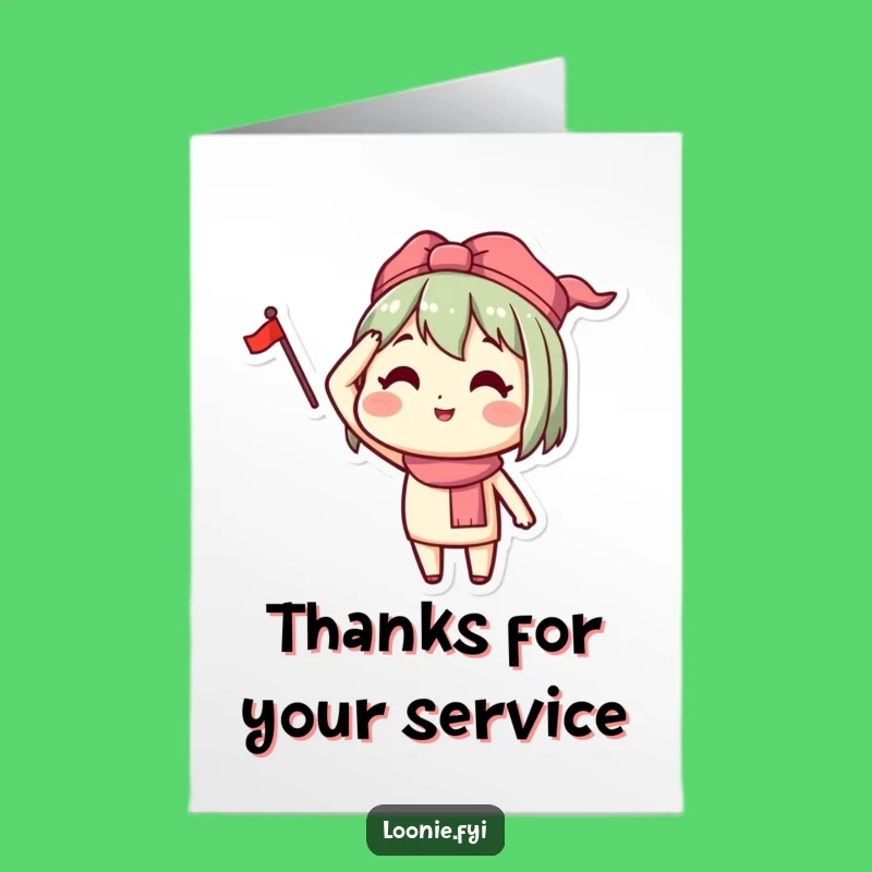 Free Printable Thank You Card: Happy Saluting Character, Flag Appreciation Downloadable Gift