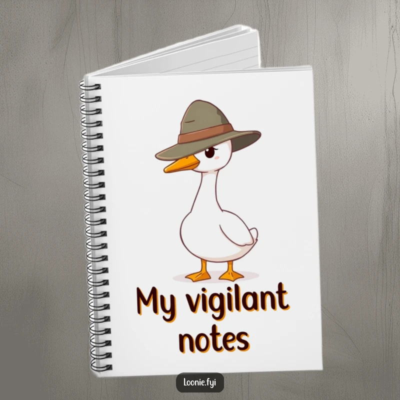 Funny notebook with a goose ranger standing guard, offering a humorous and vigilant cover for all your writing and planning needs.