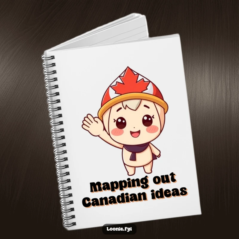 Funny Notebook: Cheerful character in a maple leaf hat offers a happy wave, ready to capture your friendly thoughts. Perfect funny gift.