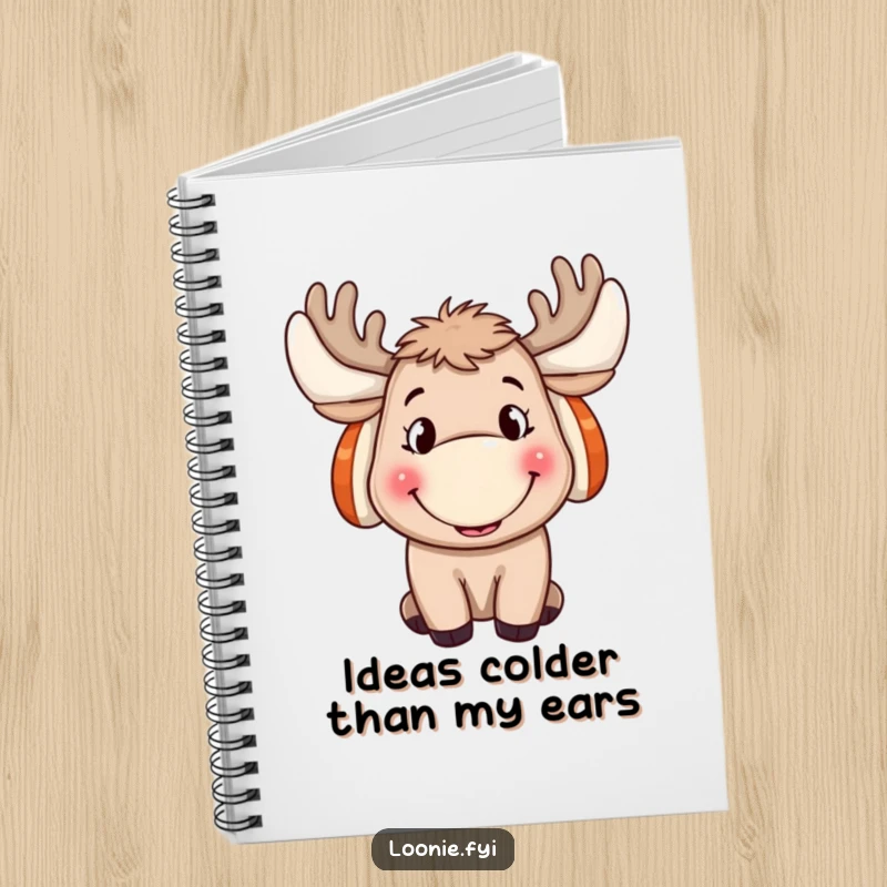Funny Moose Notebook: A lined notebook with a cover featuring a grinning moose wearing ear muffs, perfect for a funny gift.