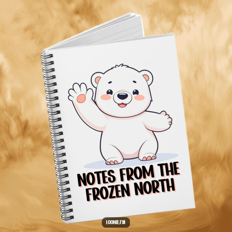 Funny Polar Bear Cub Notebook: A lined notebook with a cover featuring a happy polar bear cub waving, perfect for a funny gift.