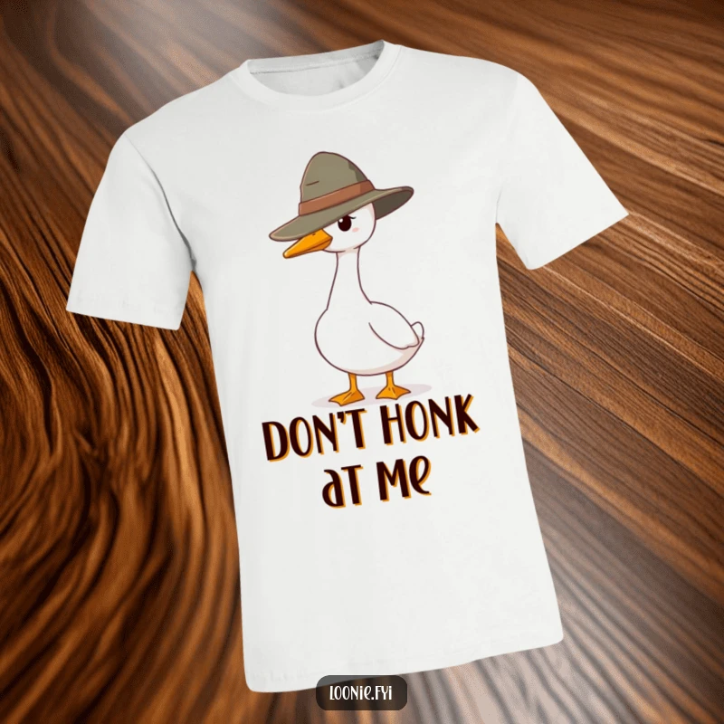 Funny t-shirt with a goose in a ranger hat, standing guard with a stern yet humorous look, perfect for expressing protective and funny vibes.