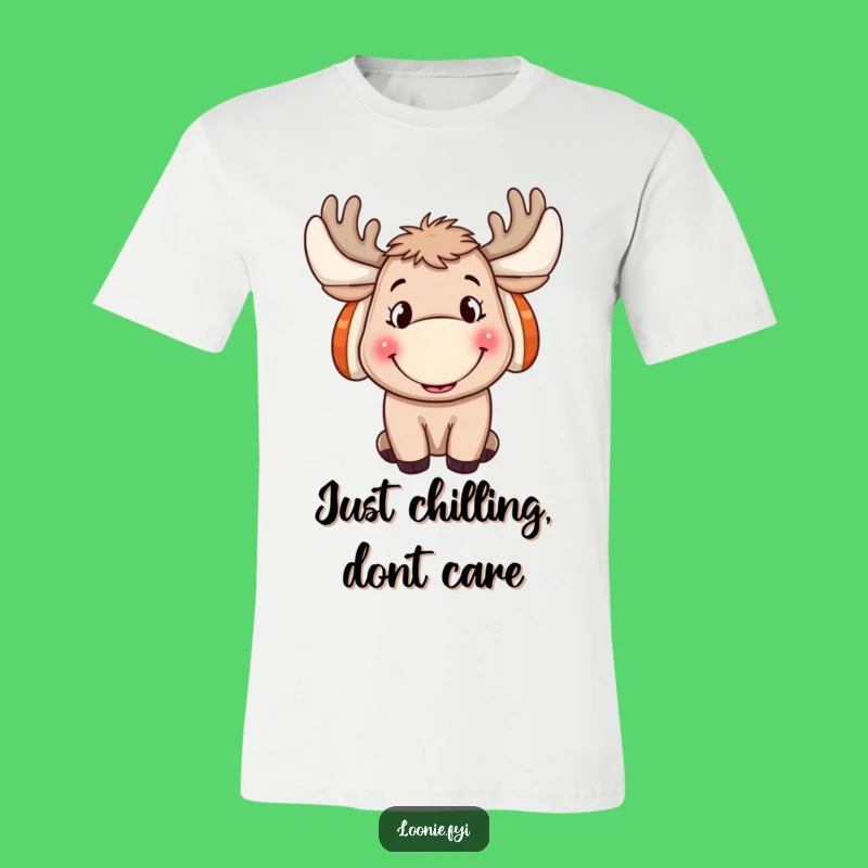 Funny Moose T-Shirt: Cheerful Grin & Ear Muffs for a Hilarious Gift