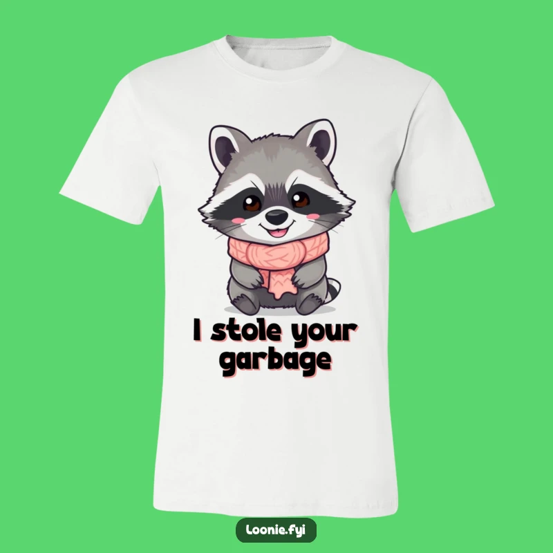 Funny Raccoon T-Shirt: Grinning Scarf Bandit Tee, Ideal Humorous Gift for Animal Enthusiasts