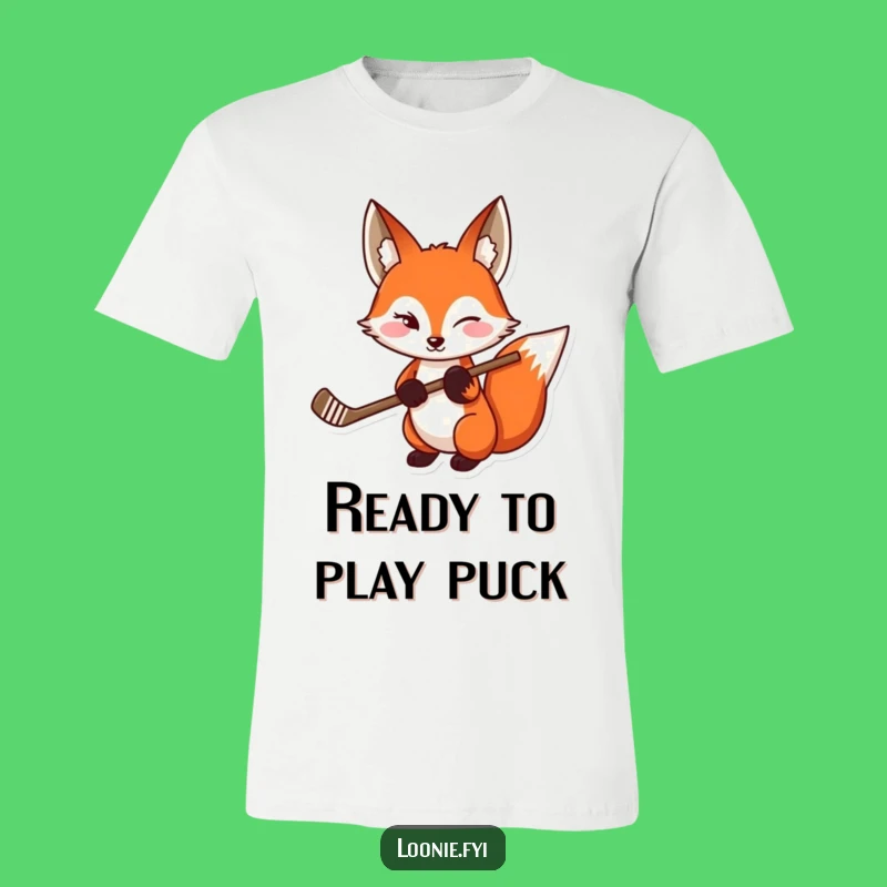 Funny Red Fox T-Shirt: Playful Wink & Hockey Stick - Hilarious Gift
