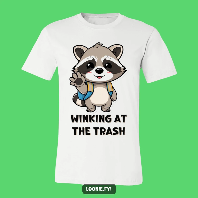 Funny Raccoon Backpack T-Shirt: Adventure Awaits with a Cheerful Wink