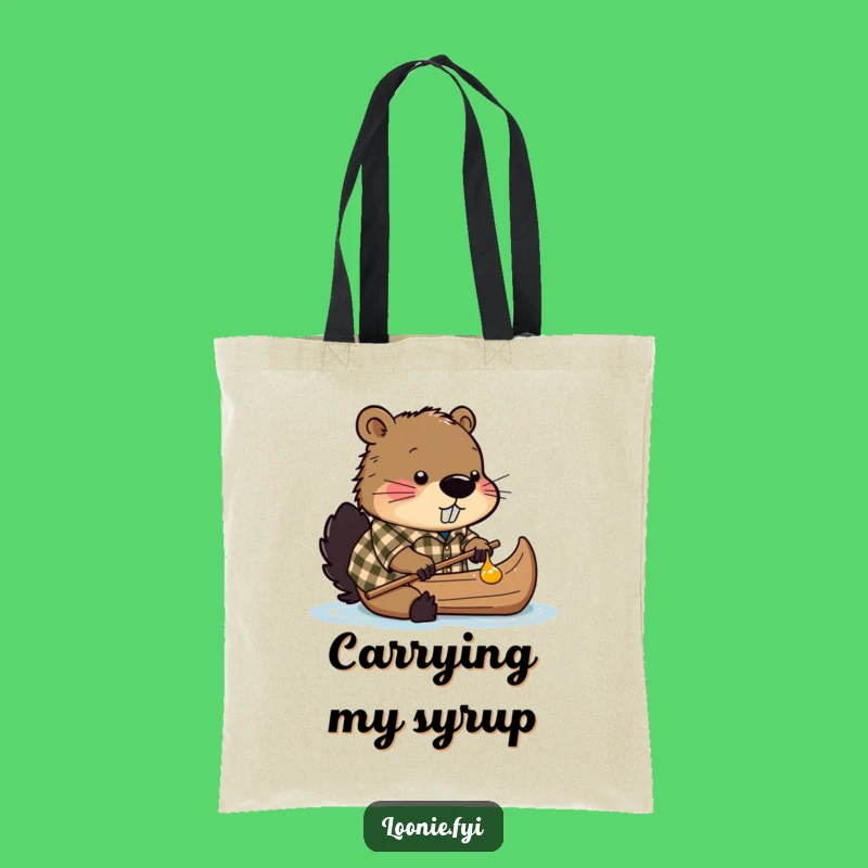 Funny Beaver Syrup Canoe Tote Bag: Carry Your Essentials with Woodland Charm
