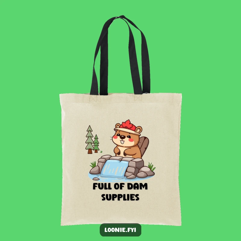 Funny Beaver Dam Builder Tote Bag - Happy Character, Nature Carry-All, Funny Gift