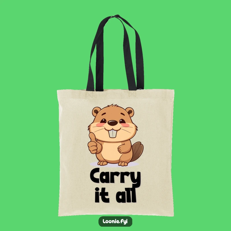 Funny Beaver Thumbs Up Tote Bag - Durable Positive Bag, Ideal Funny Gift for Shoppers