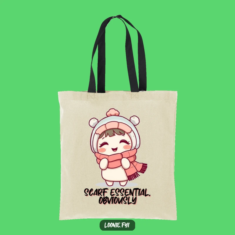 Funny Giggling Winter Scarf Character Tote Bag - Carry Your Laughs!
